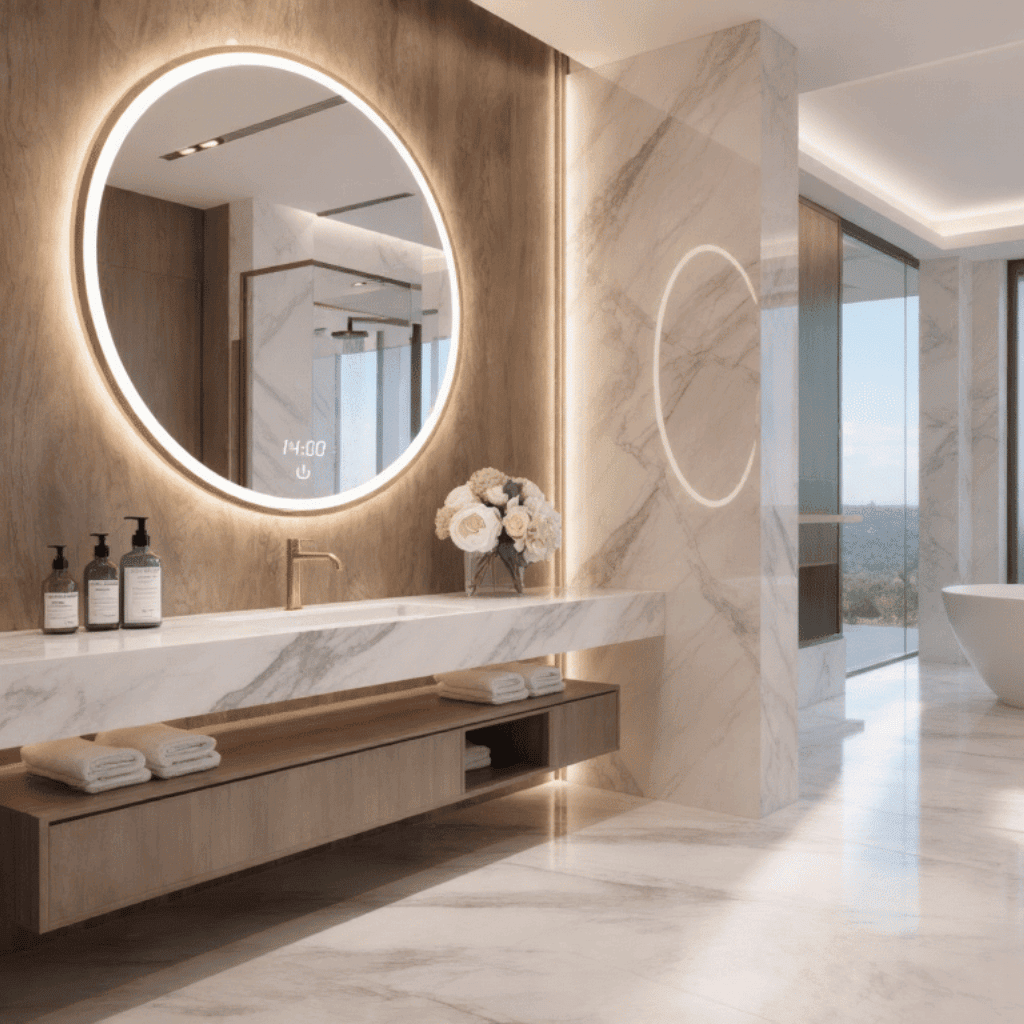 Round LED Mirror with Ambient Glow 1