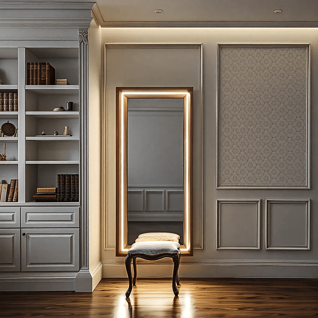 Length LED Mirror with Backlit Frame for Modern Bedrooms