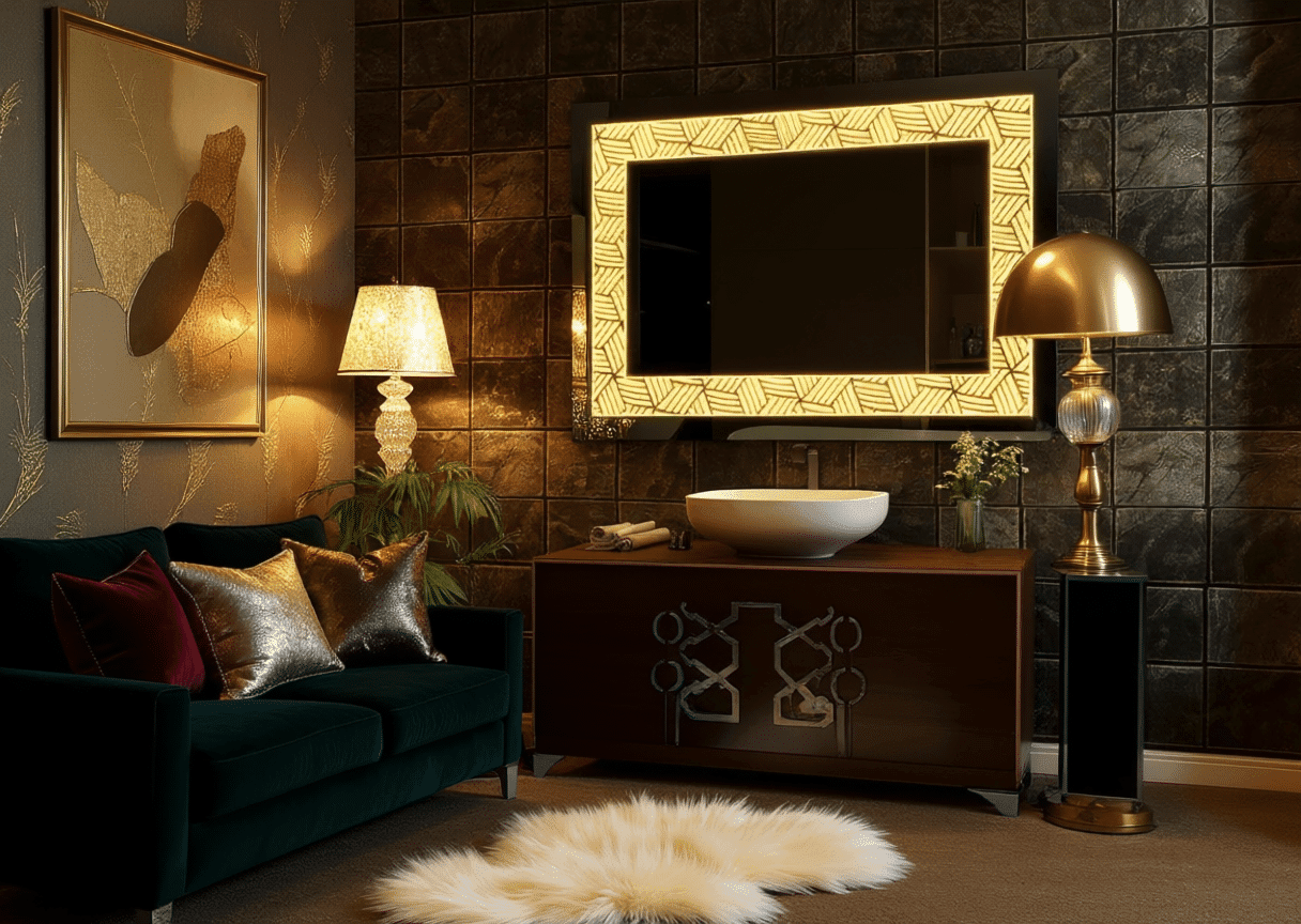 Rectangular LED Mirror with Braid Patterned Frame for Elegant Interiors 1 Rectangular LED Mirror with Braid Patterned Frame for Elegant Interiors 1
