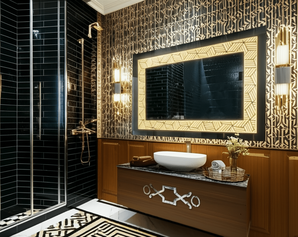 Rectangular LED Mirror with Braid Patterned Frame for Elegant Interiors 3 Rectangular LED Mirror with Braid Patterned Frame for Elegant Interiors 3