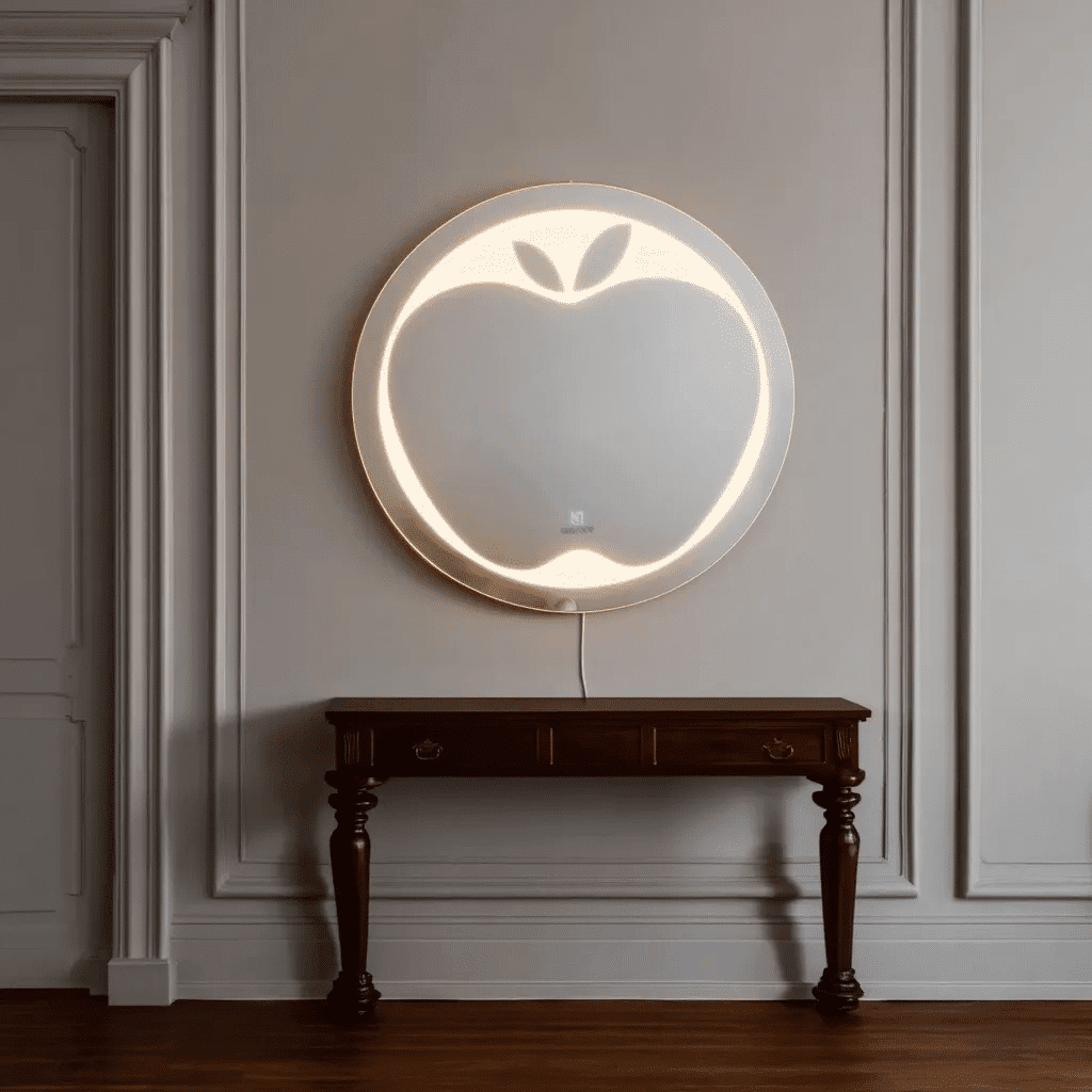 Decorative Apple Bathroom Mirror with LED