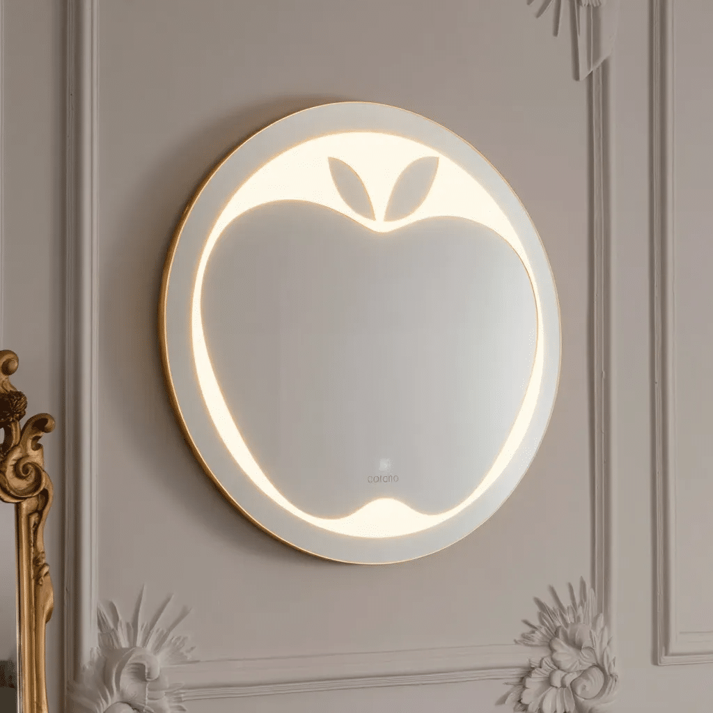 Decorative Apple Bathroom Mirror with LED