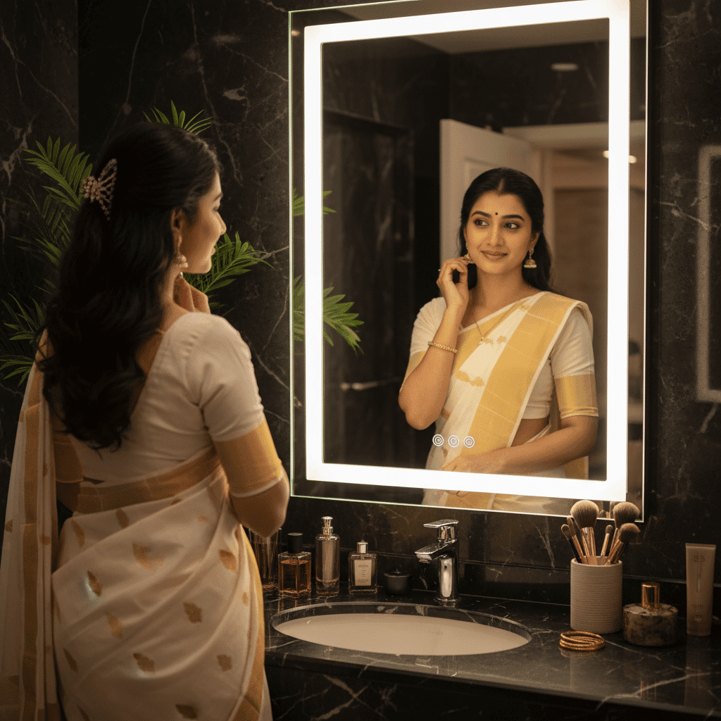 2025 Modern Salon Style Rectangular illuminated Led mirror b