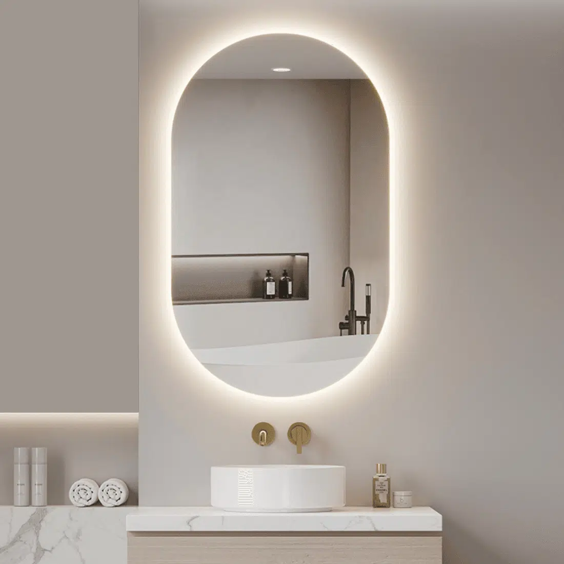 Oval Shaving Cabinet with Mirror Door