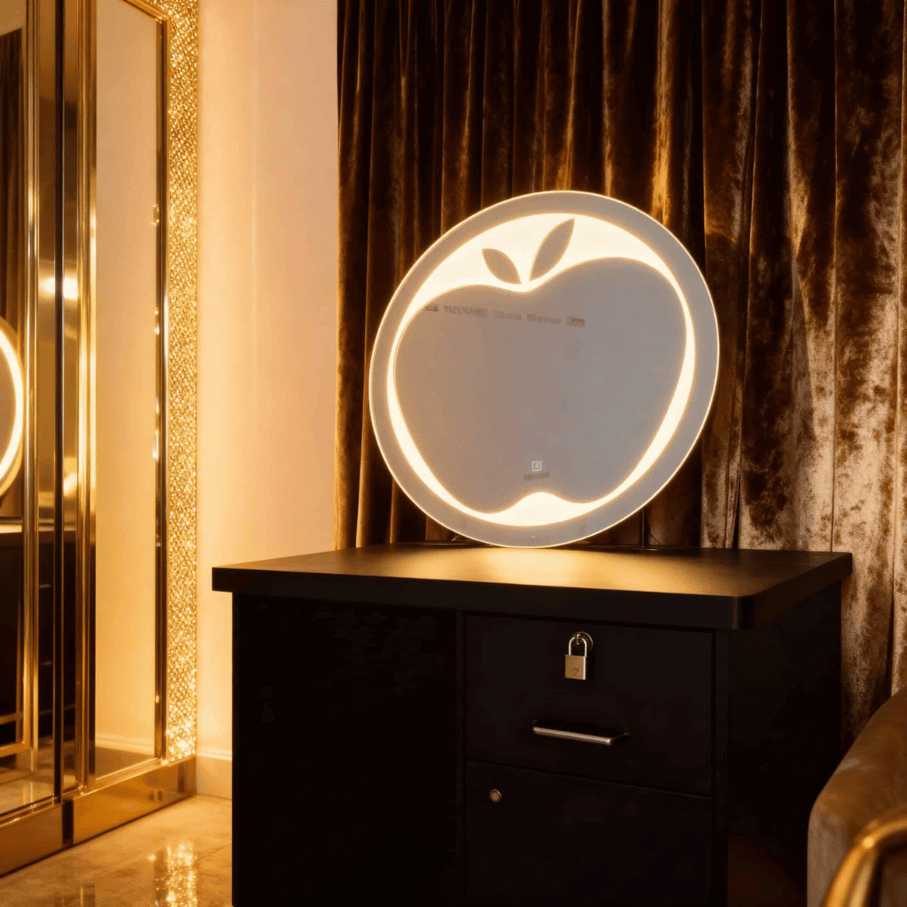 Decorative Apple Bathroom Mirror with LED