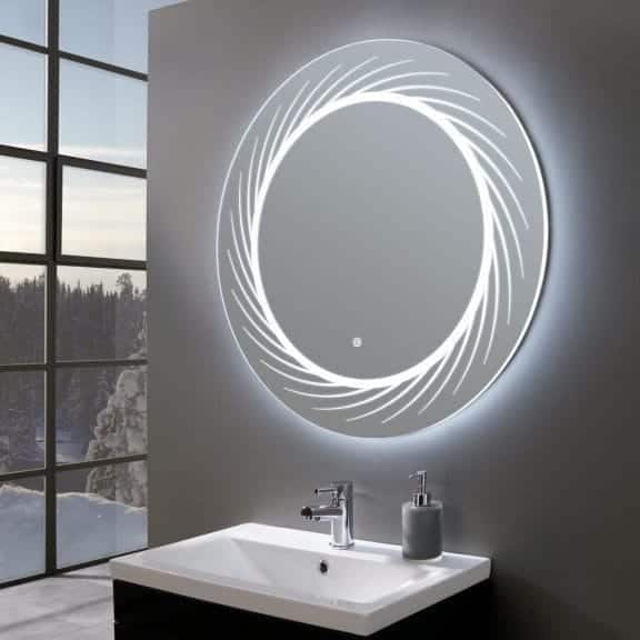 Round Frosted Edge LED Mirror with Ambient Glow