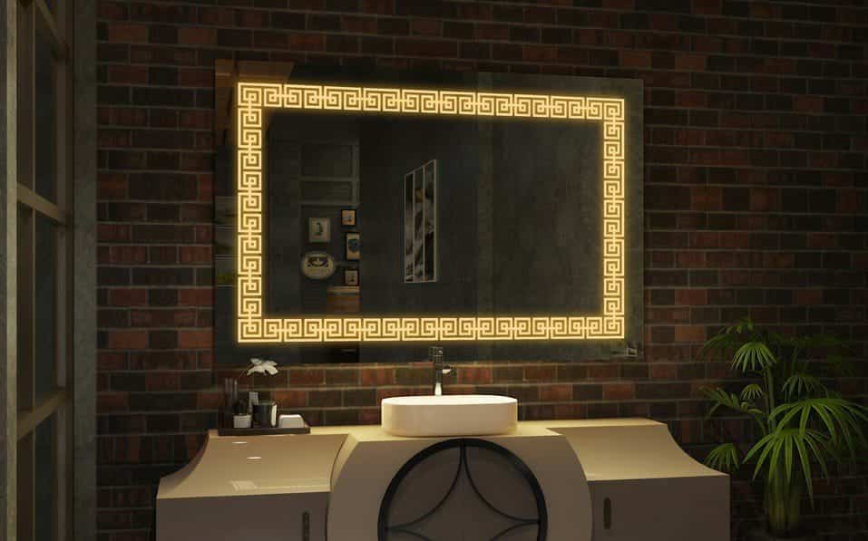 Large Rectangular LED Mirror with Digital Display and Ambient Lighting1