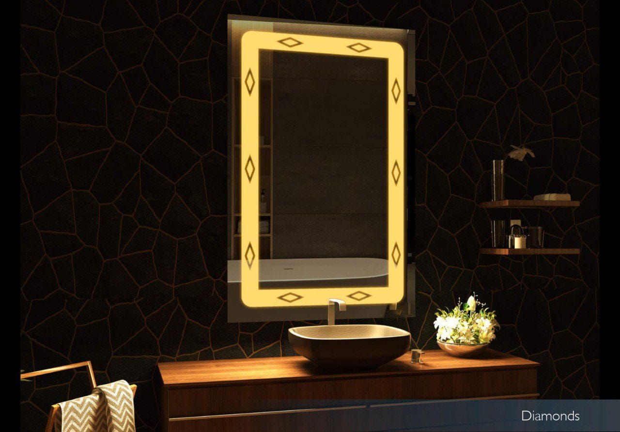 Classy washbasin mirror with designed frost
