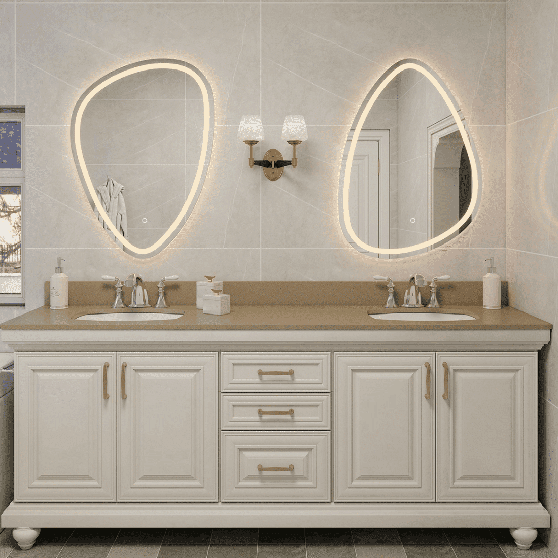 Oval Frosted LED Mirror with Touch Sensor
