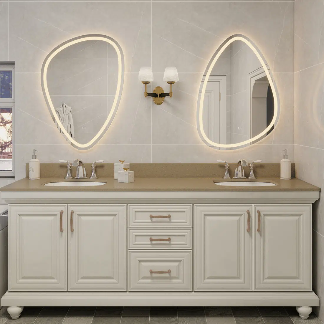 Oval Frosted LED Mirror with Touch Sensor