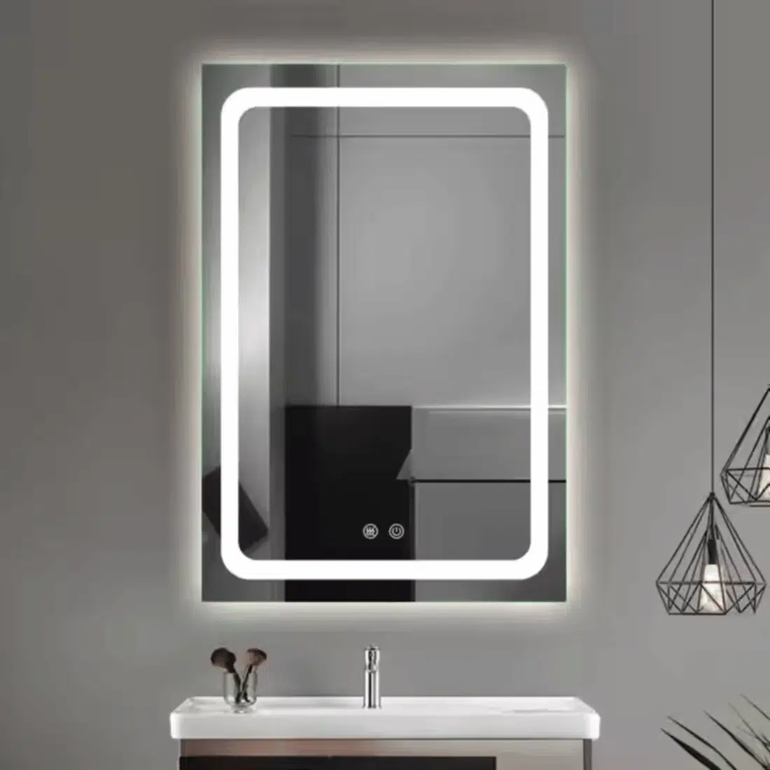 Rectangular LED Backlit Bathroom Mirror with Soft Glow