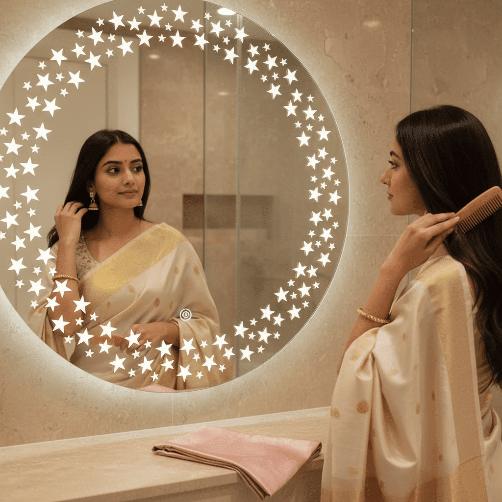 Twinkling Stars LED Bathroom Mirror – Illuminated Mirror with Starry Design and Touch Sensor 2 Twinkling Stars LED Bathroom Mirror – Illuminated Mirror with Starry Design and Touch Sensor 2