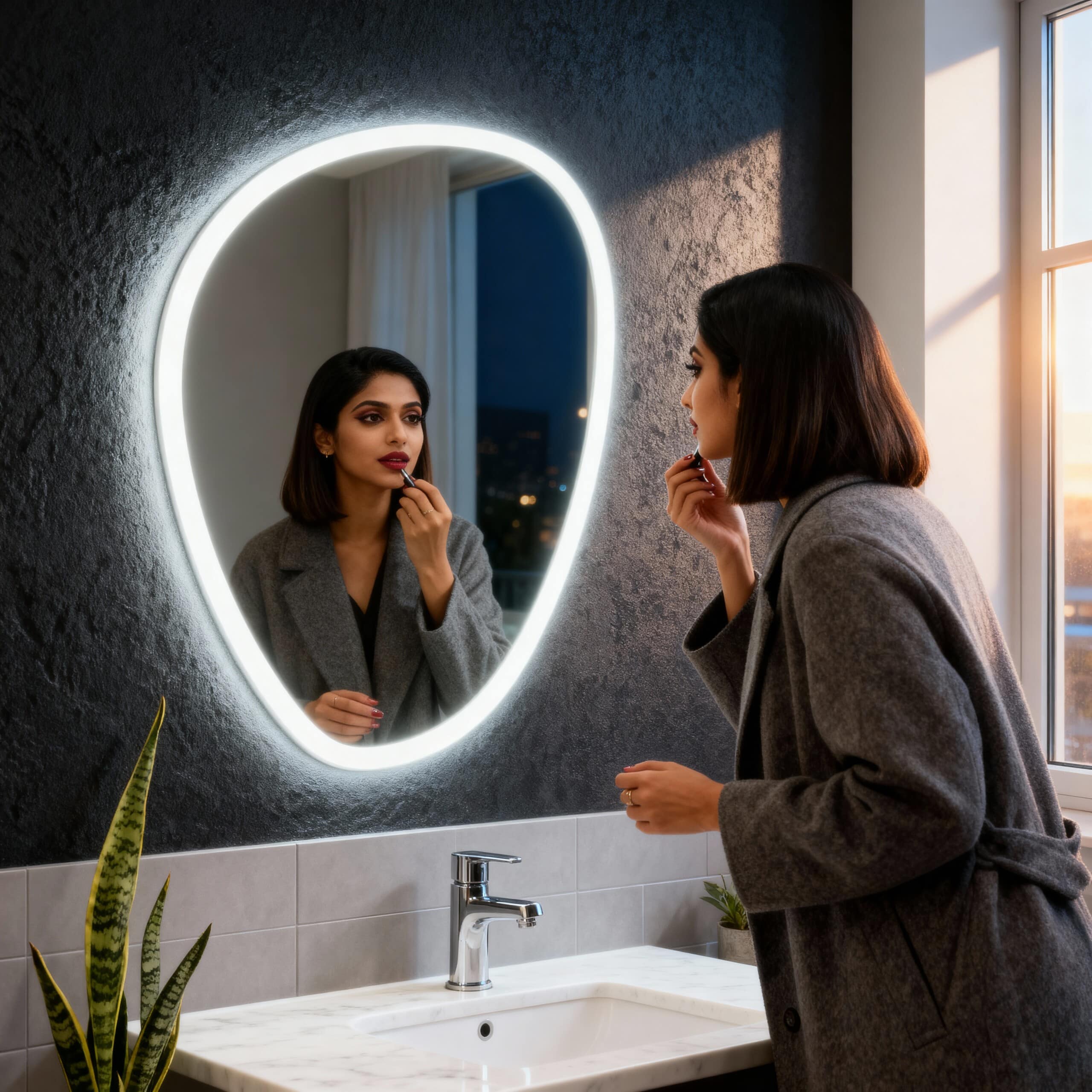 Ultra-Modern LED Mirror Bathroom Design with Ambient Lighting