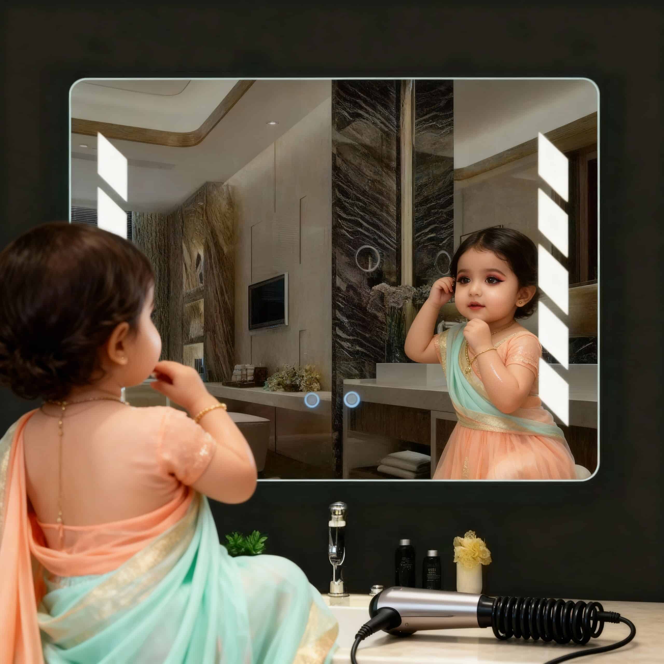 Chevron Strip Touch Sensor LED Bathroom Mirror