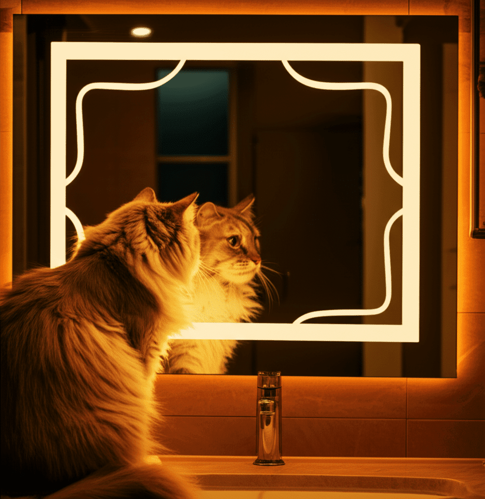 Elegant Frosted Frame LED Mirror – Touch Sensor Wall Mirror 1