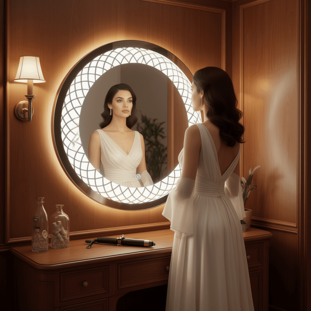 Frosted Round LED Bathroom Mirror with Soft Glow
