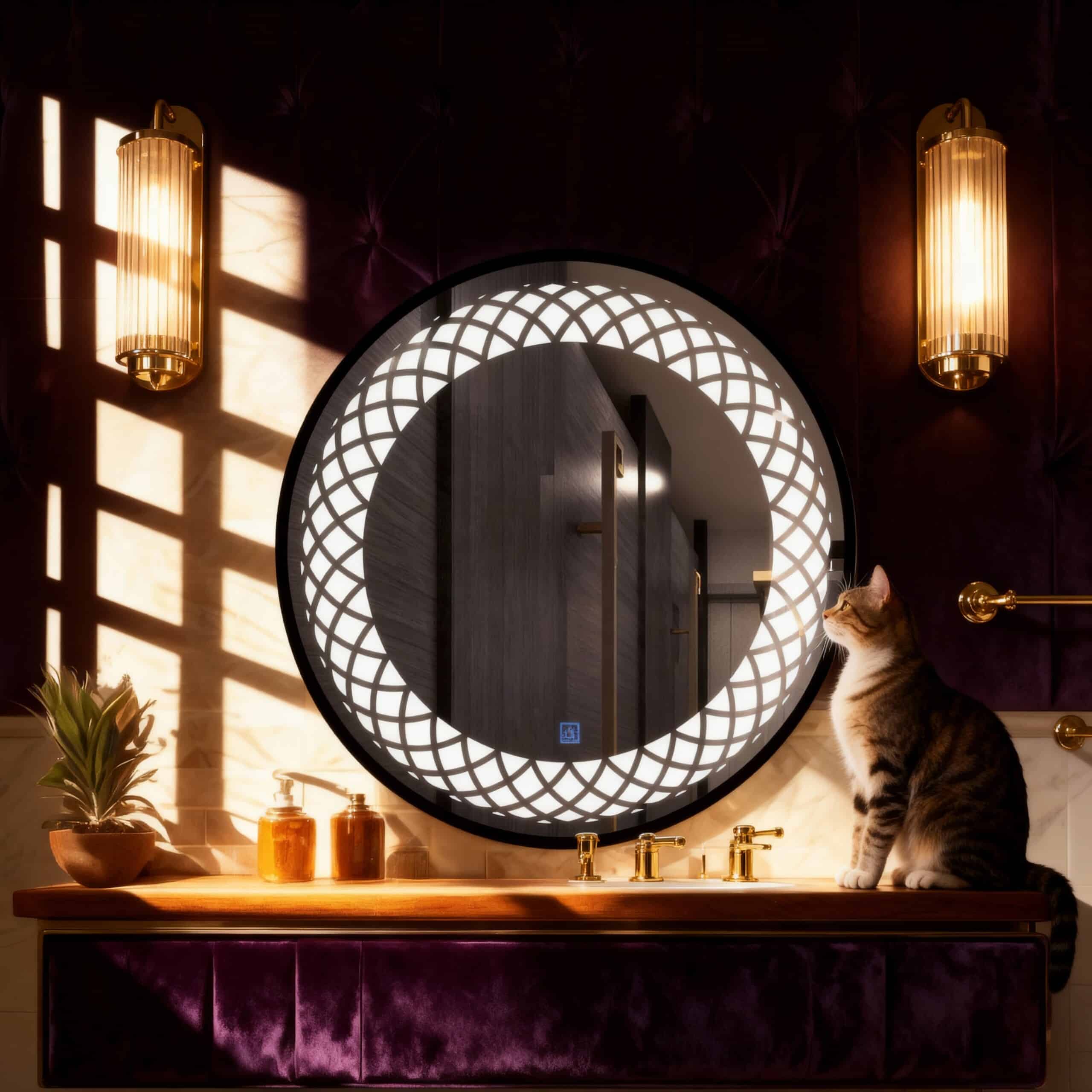 Frosted Round LED Bathroom Mirror with Soft Glow
