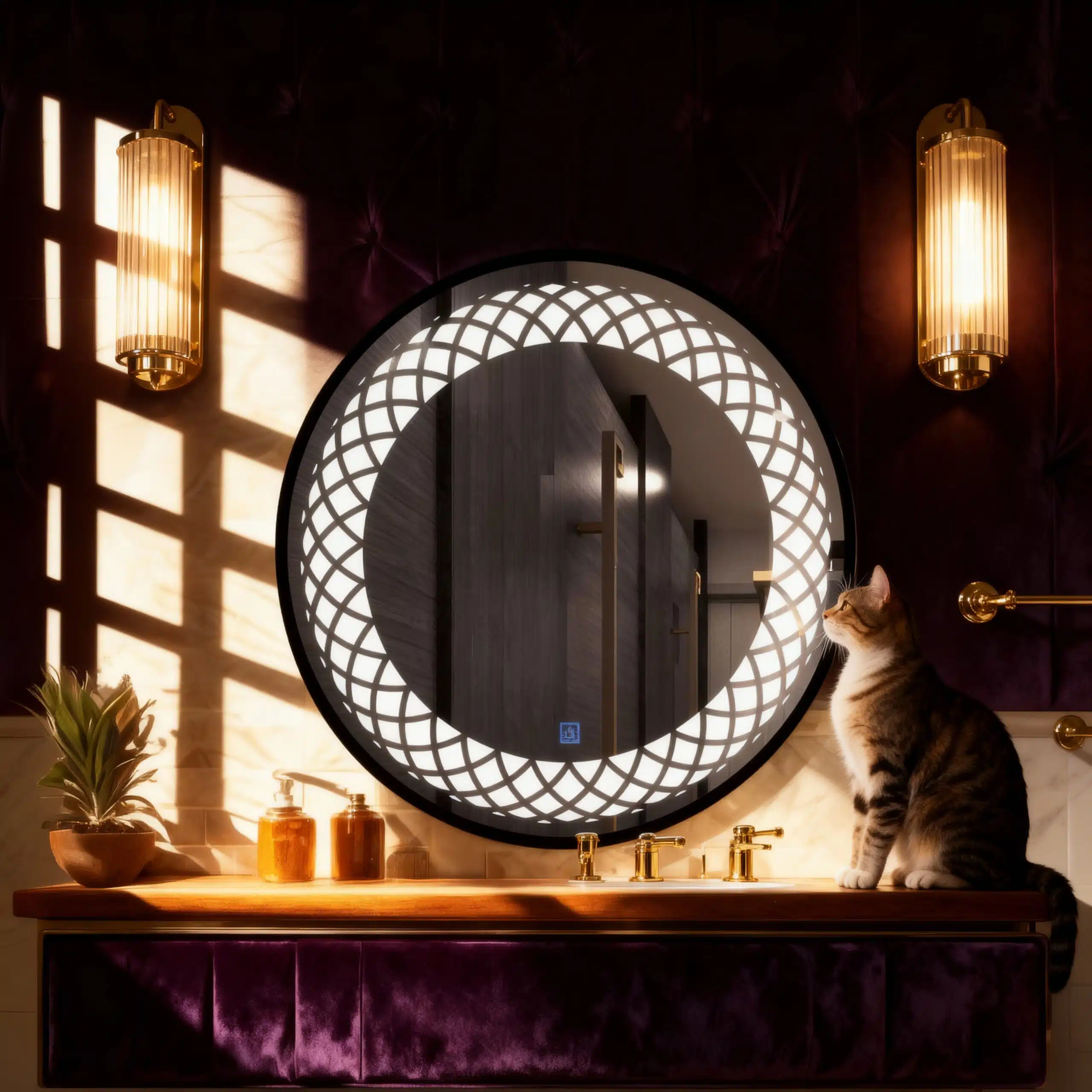 Frosted Round LED Bathroom Mirror with Soft Glow