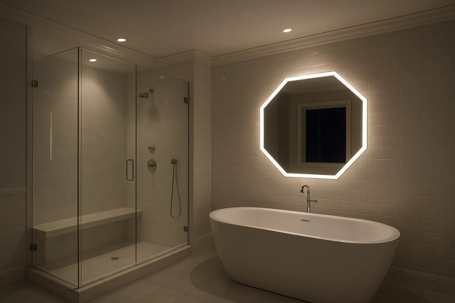 Octagon LED Bathroom Mirror – Geometric Backlit Vanity Mirror 1