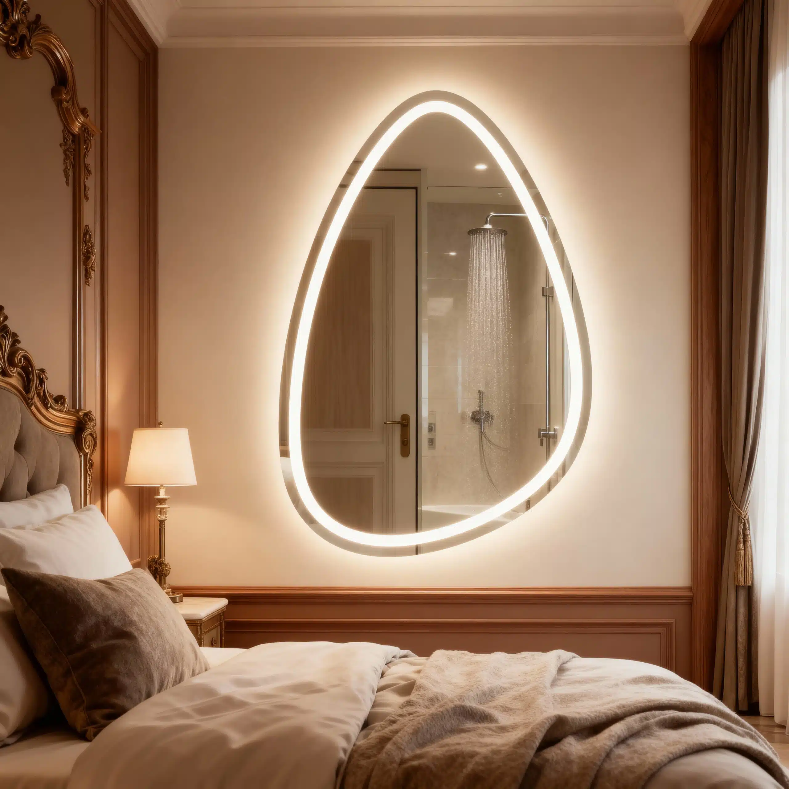 Oval Frosted LED Mirror with Touch Sensor