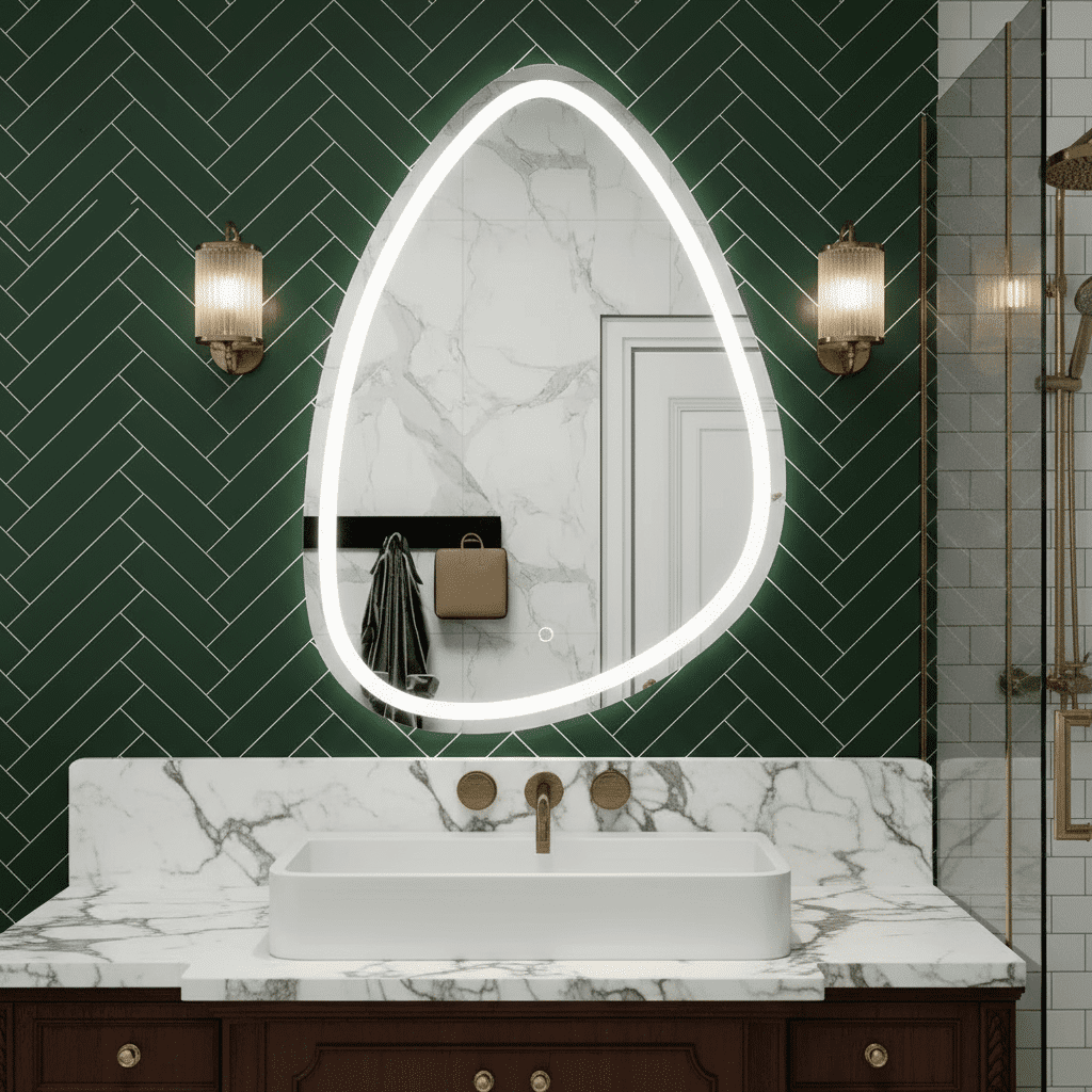 Oval Frosted LED Mirror with Touch Sensor