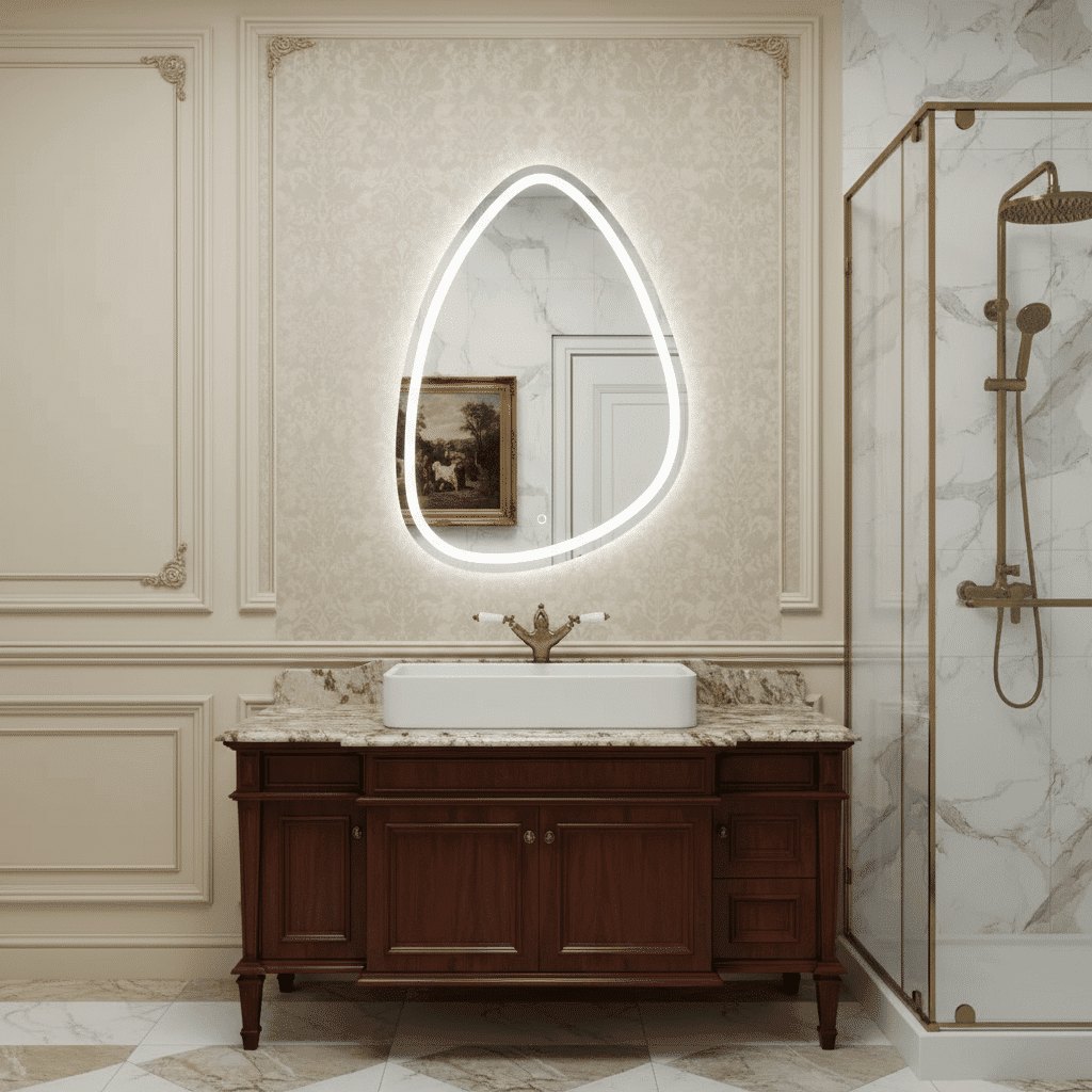 Oval Frosted LED Mirror with Touch Sensor