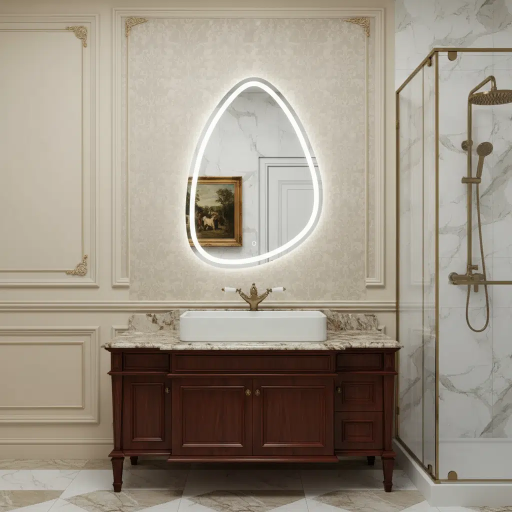 Oval Frosted LED Mirror with Touch Sensor