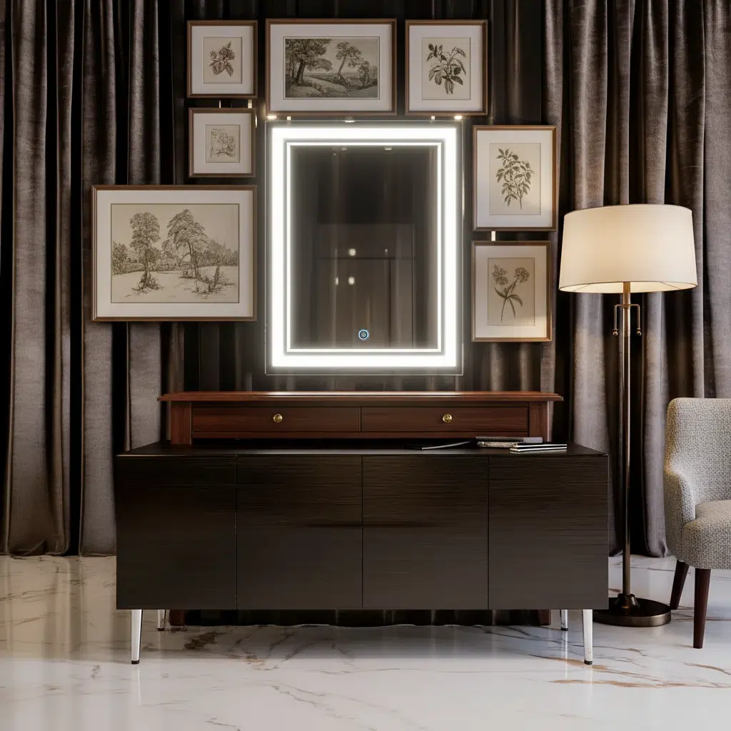 Rectangular LED Bathroom Mirror with Inner Glow Frame 4