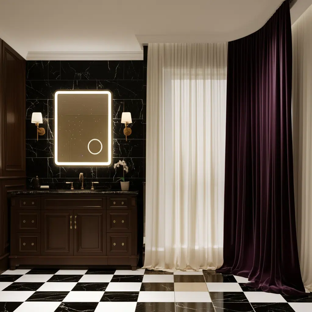 Rectangular LED Bathroom Mirror with Magnifying Glass 2