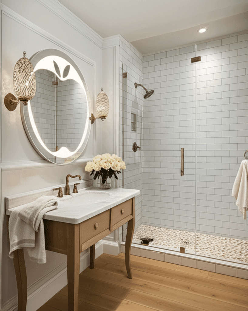 Apple Shape LED Bathroom Mirror with Backlit Glow 2 Apple Shape LED Bathroom Mirror with Backlit Glow 2