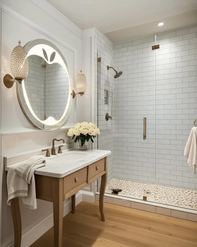 Apple Shape LED Bathroom Mirror with Backlit Glow 2