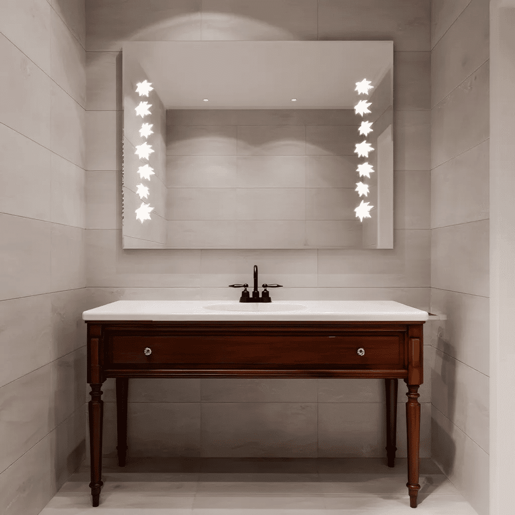 Premium Decorative Bathroom Mirror with Leaf Design