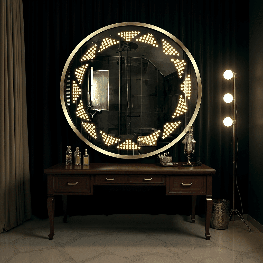 1760418230920-0199e11a-2325-7374-bc93-8cd9e088f202 Round Chain-Link Frosted LED Mirror – Decorative Backlit Wall Mirror 4