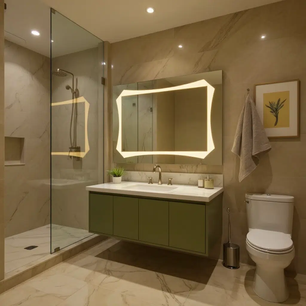 Wavy Frame LED Bathroom Mirror with Warm Backlight 1