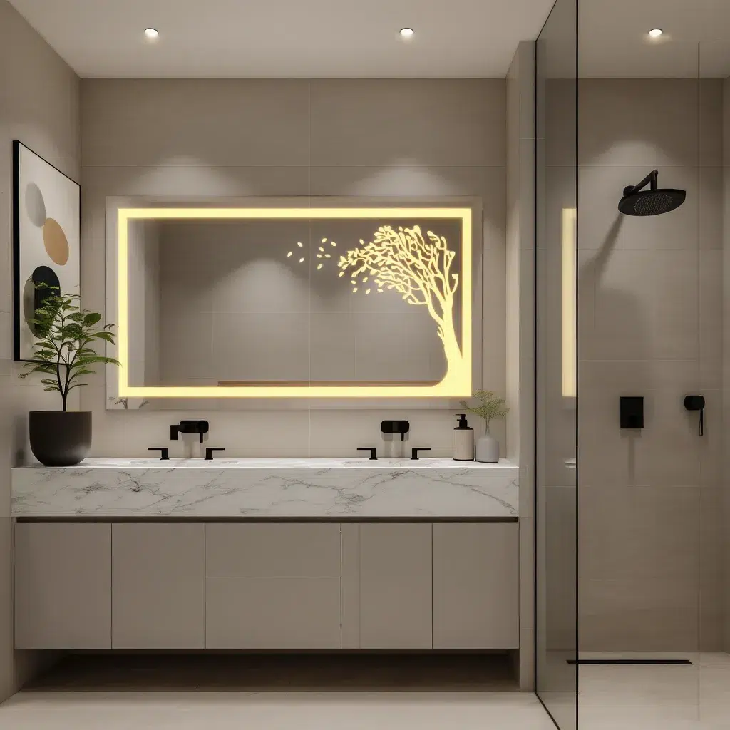 Autumn Tree LED Bathroom Mirror – Nature-Inspired Illuminated Mirror with Touch Sensor 4