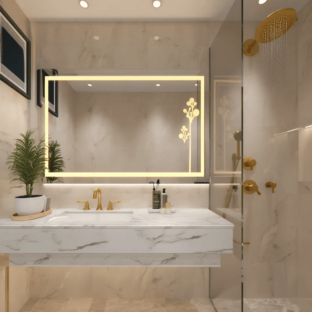 Rectangle frosted design ledmirror