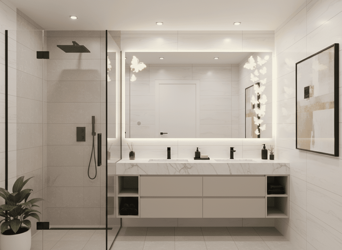 Decorative Butterfly LED Bathroom Mirror with Backlit Glow