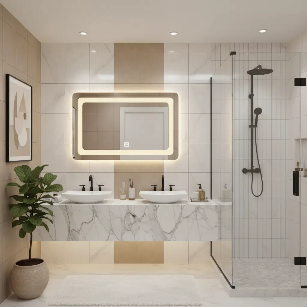 Frameless Rounded Rectangle LED Mirror
