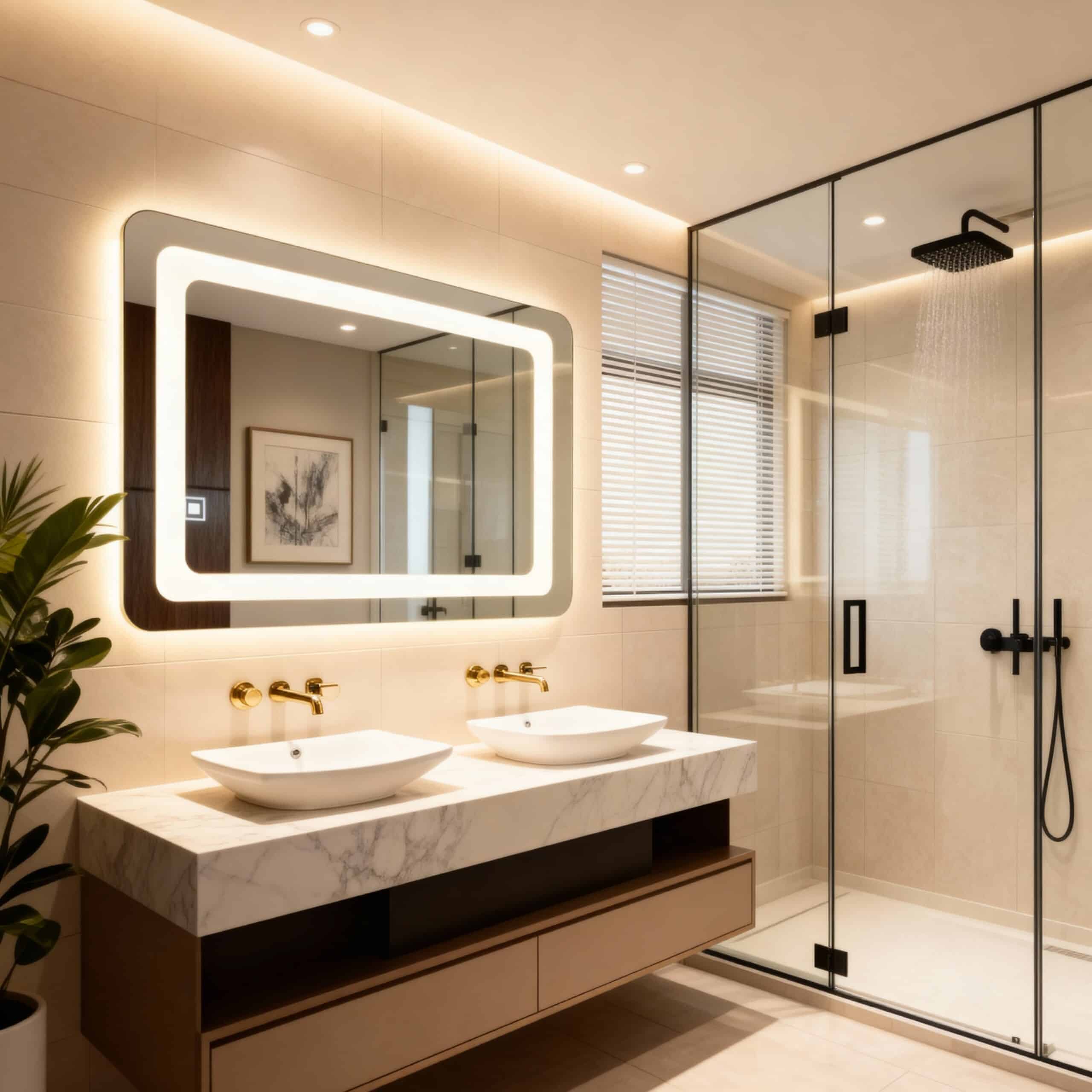 Frameless Rounded Rectangle LED Mirror