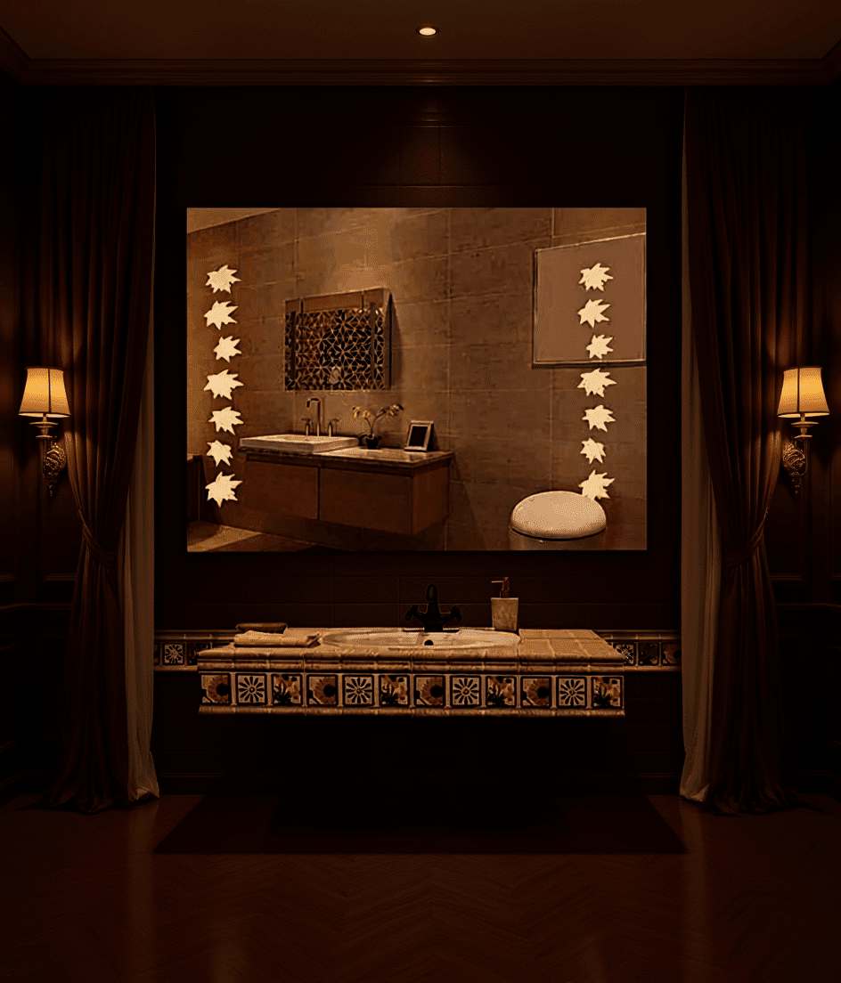 Premium Decorative Bathroom Mirror with Leaf Design