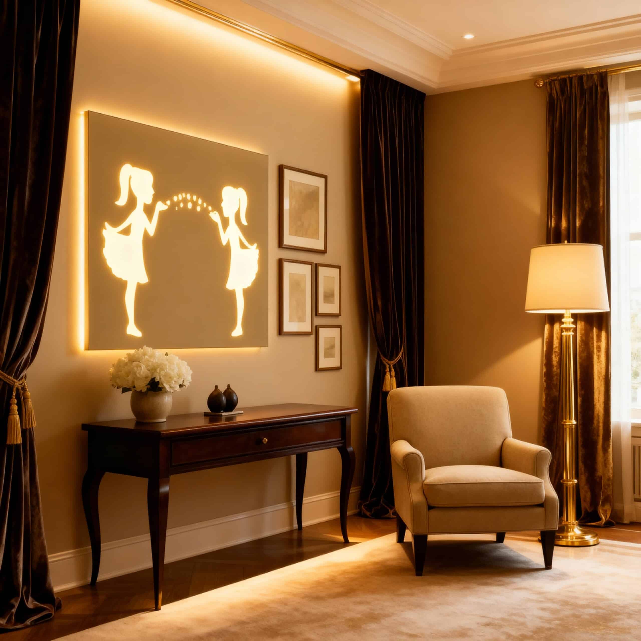 Decorative Etched LED Mirror with Girl Design