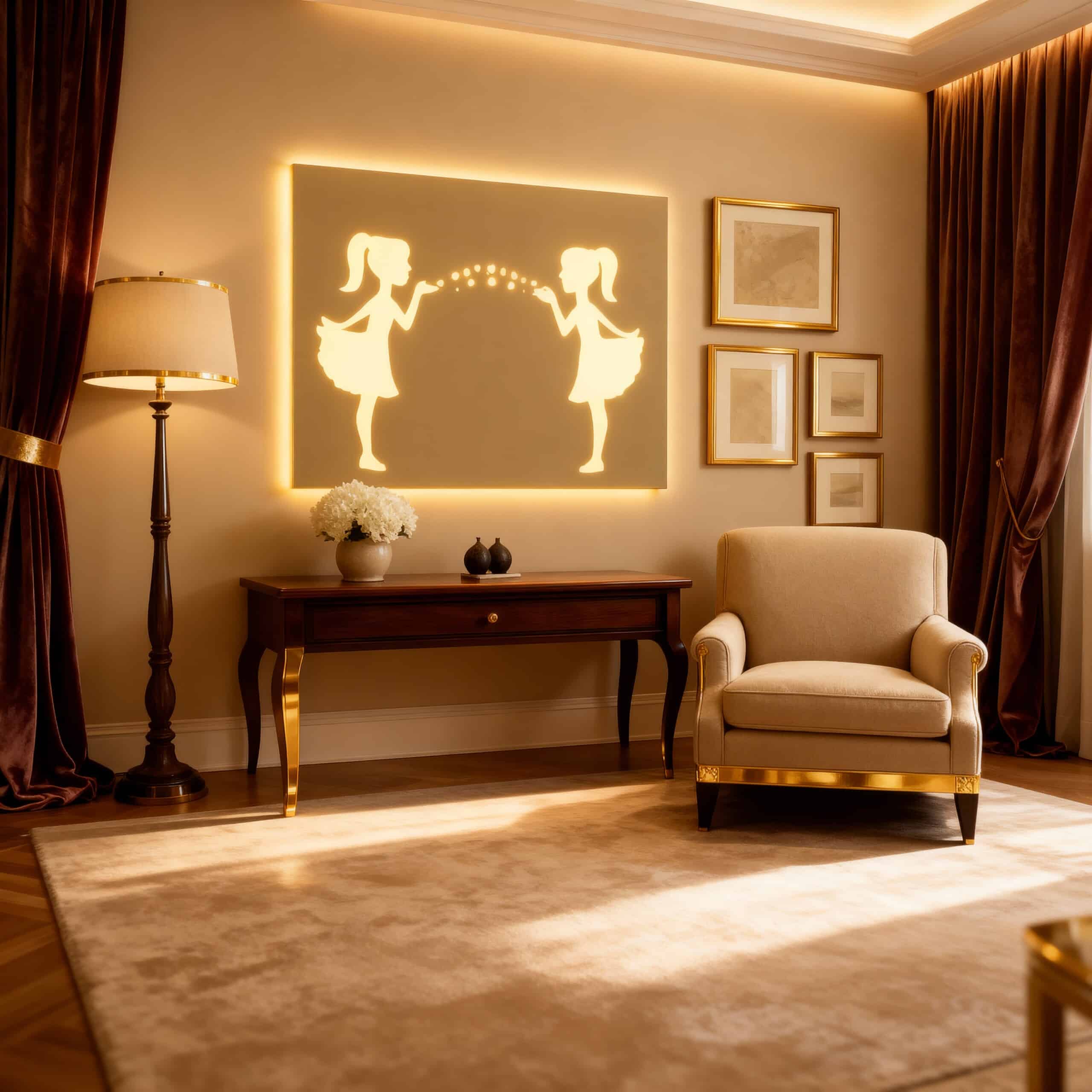 Decorative Etched LED Mirror with Girl Design