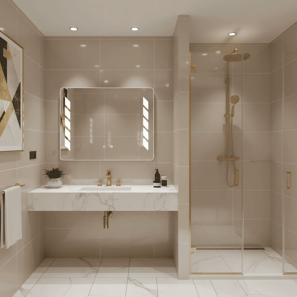 Chevron Strip Touch Sensor LED Bathroom Mirror 7 Chevron Strip Touch Sensor LED Bathroom Mirror 7