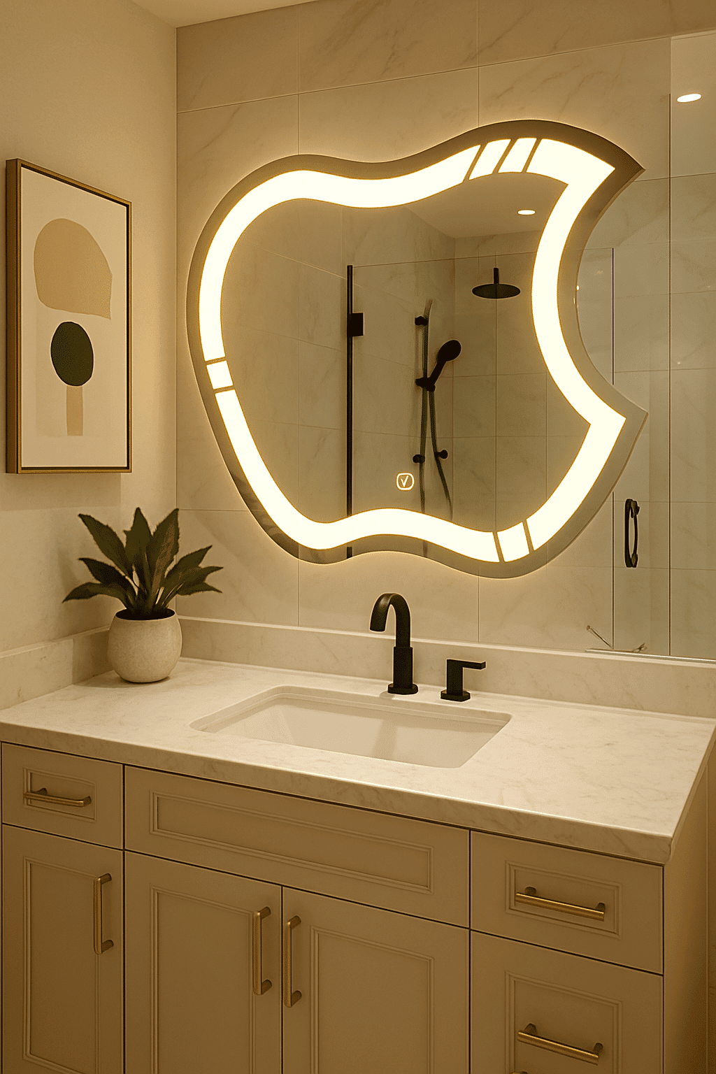 Luxury Abstract LED Mirror for Modern Bathrooms