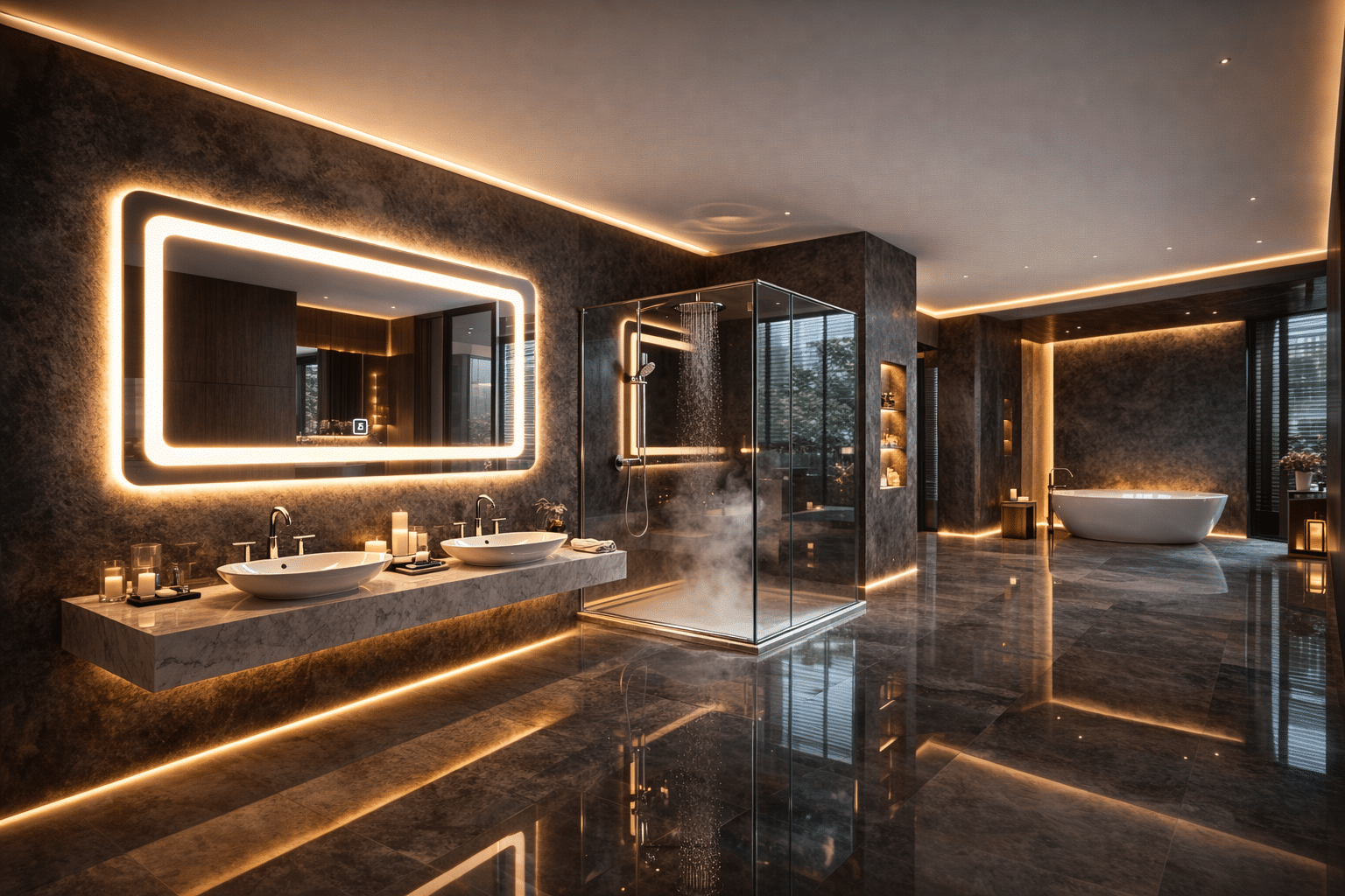 Frameless Rounded Rectangle LED Mirror