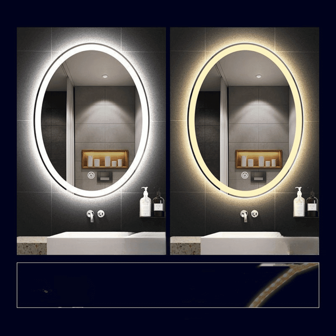 Elegant Oval LED Bathroom Mirror with Warm Backlight