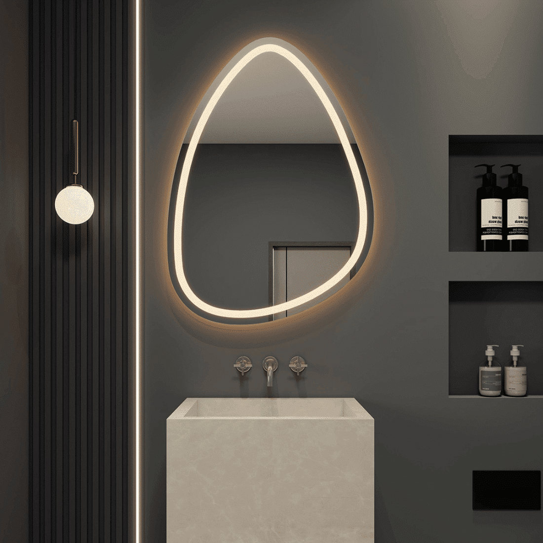 Oval Frosted LED Mirror with Touch Sensor