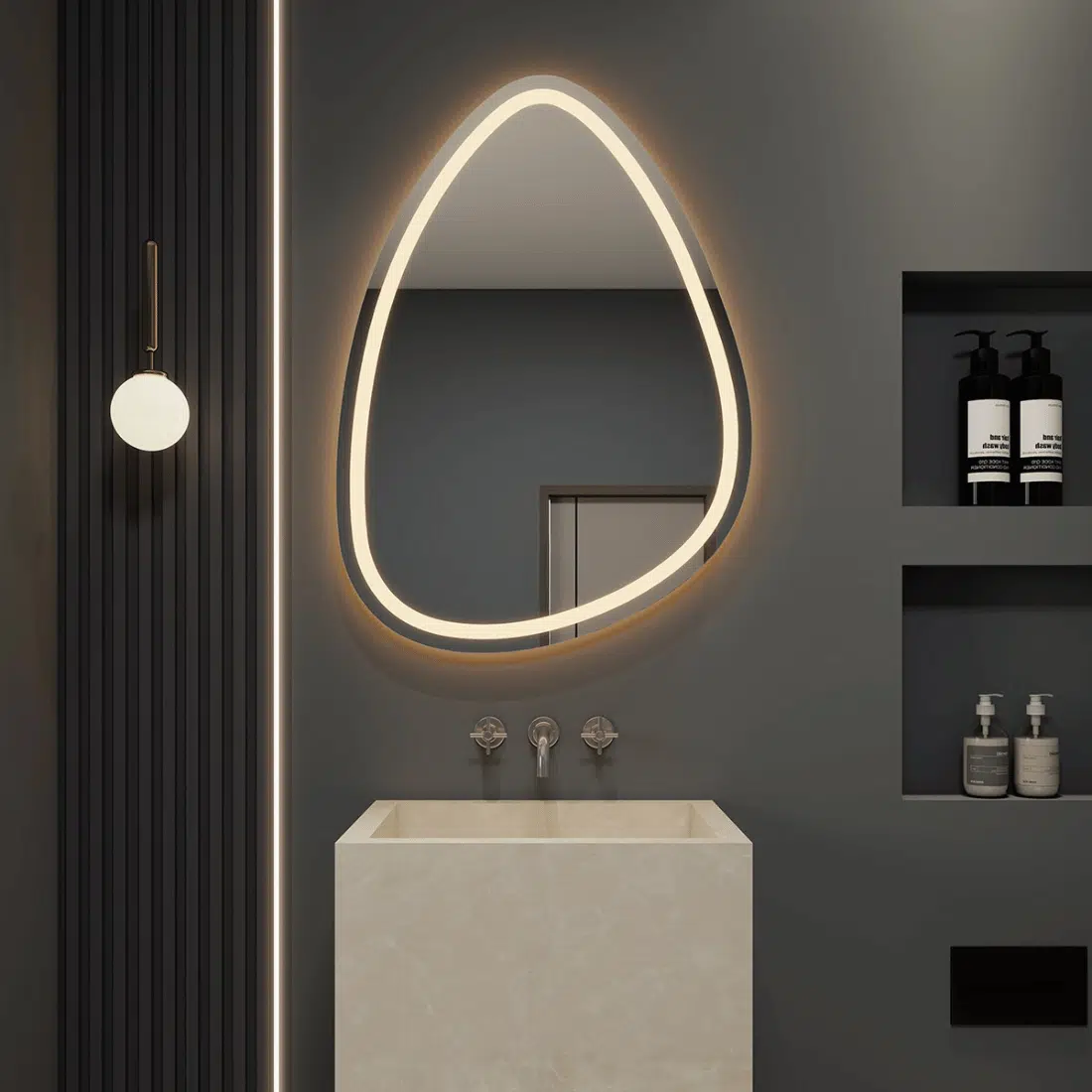 Oval Frosted LED Mirror with Touch Sensor