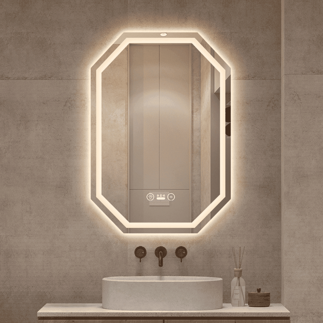Octagonal Backlit LED Mirror for Modern Bathrooms