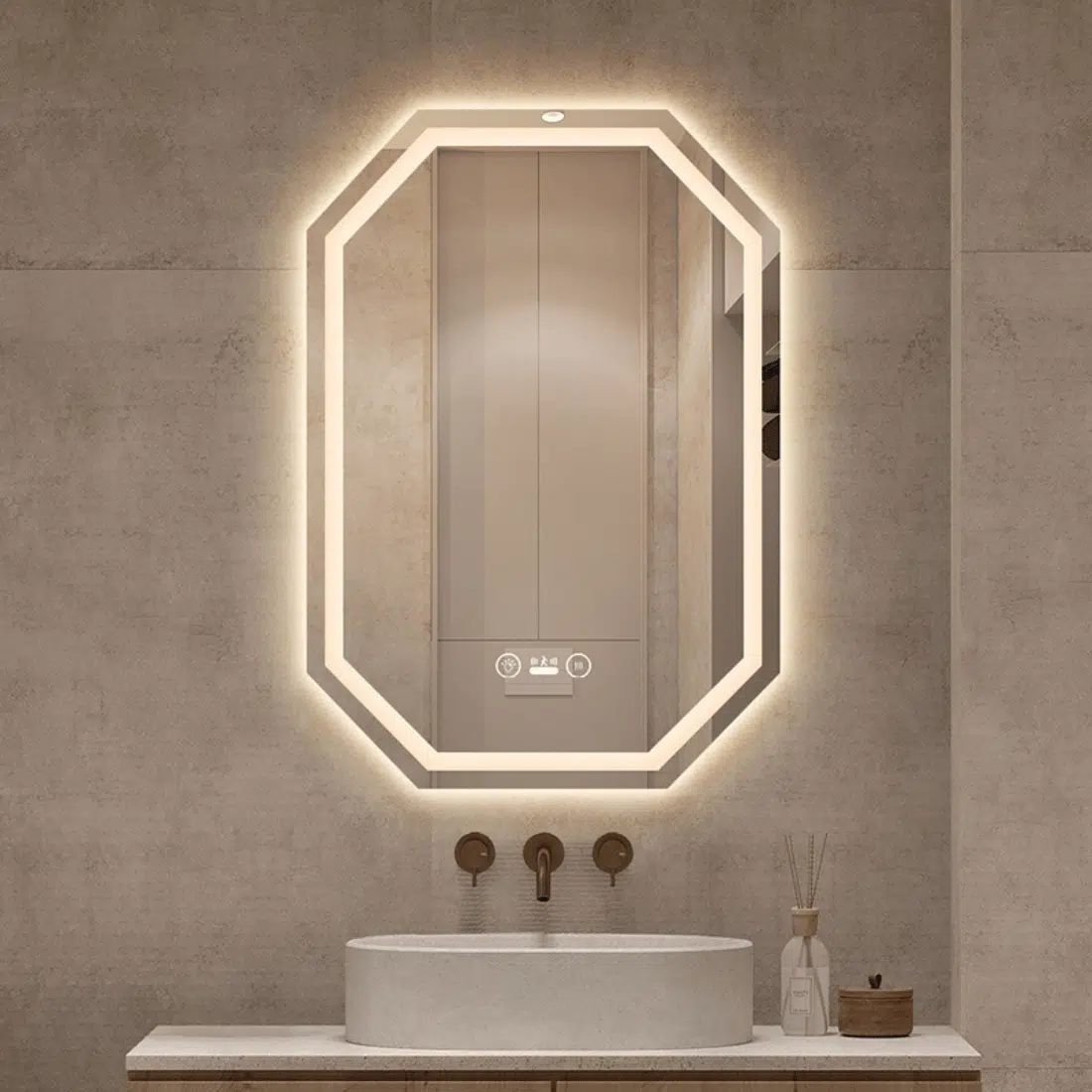 Octagonal Backlit LED Mirror for Modern Bathrooms